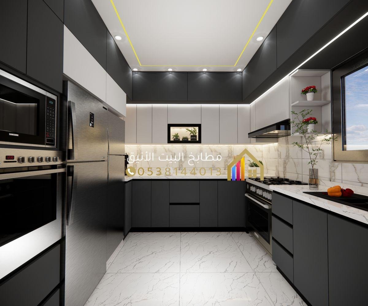 تفصيل وتركيب مطابخ الرياض نموذج ثلاثي الأبعاد لتصميم مطبخ مخصص في الرياض